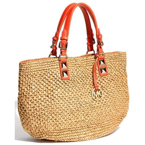 michael kors santorini straw tote large